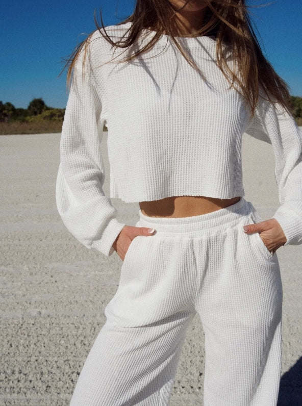 Waffle Crop Top & Pant Set